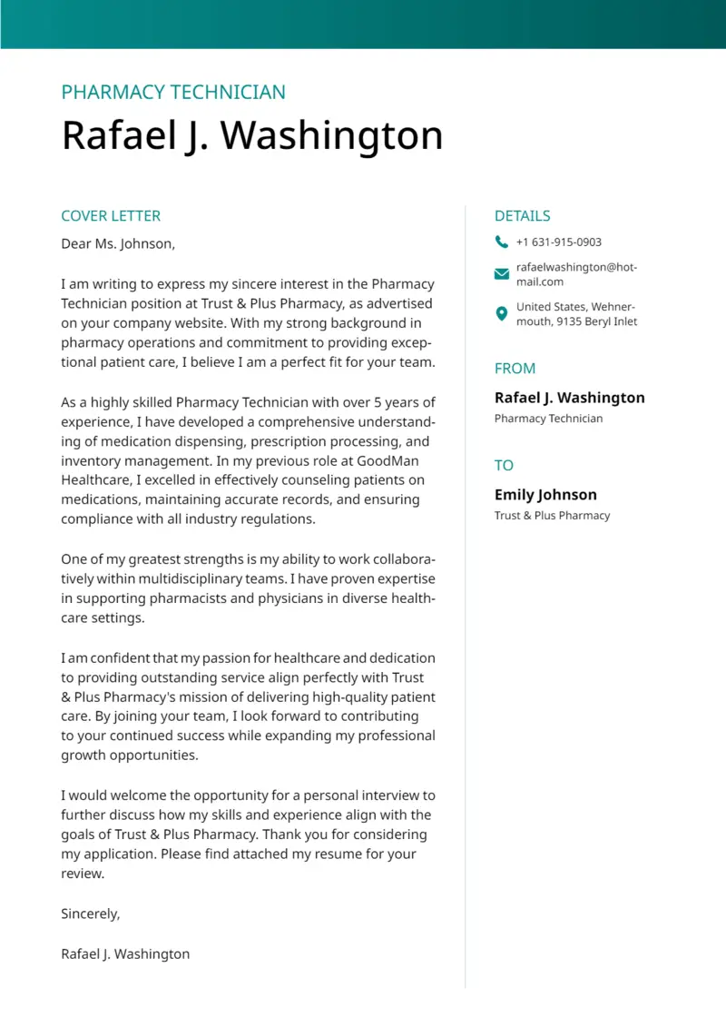 Cover letter for pharmacy technician Cover letter for pharmacy technician
