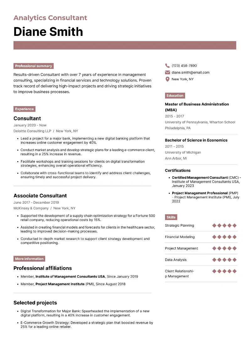Deloitte Resume Examples for Consulting Success