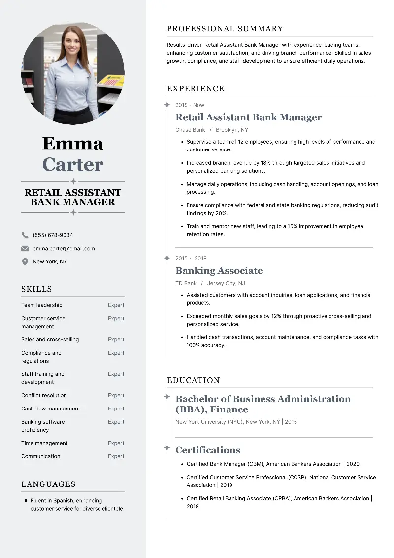 Assistant Bank Manager Resume: Examples, Tips, and Skills