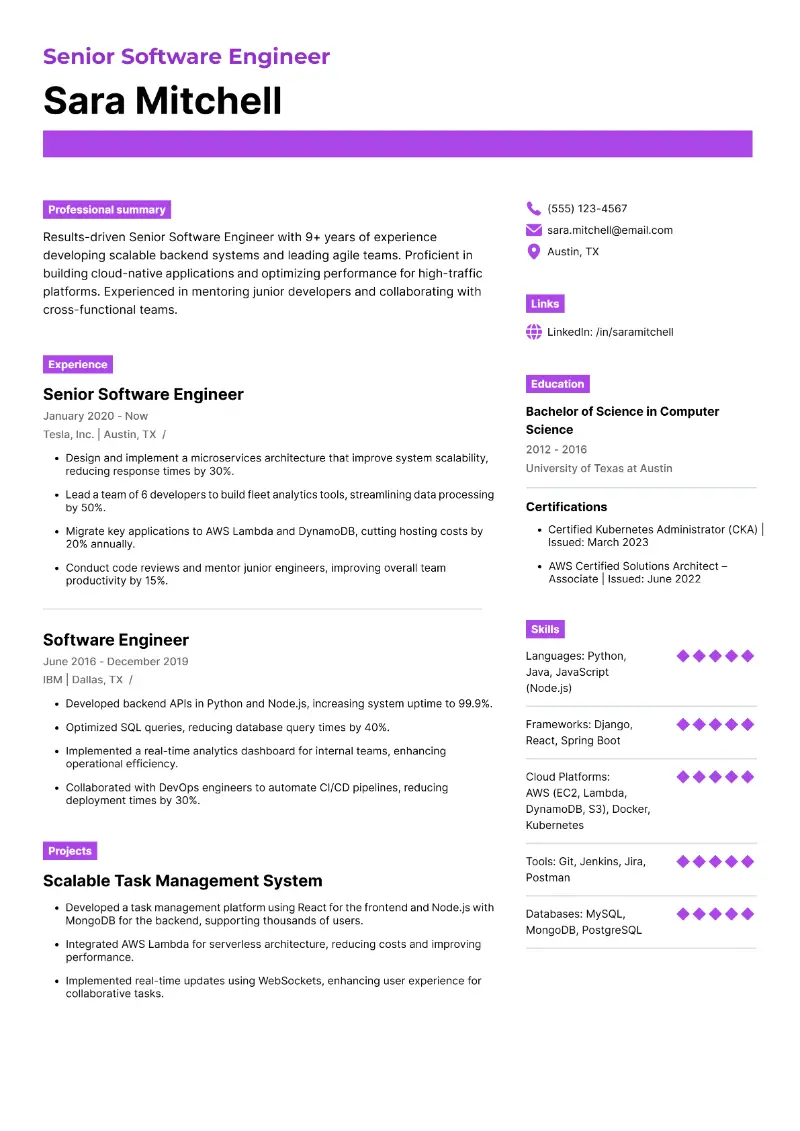 Senior Engineer Resume: Examples, Tips, and Skills for 2025