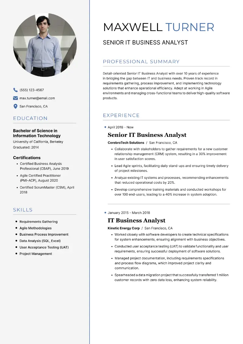 Senior Business Analyst Resume Examples and Key Elements
