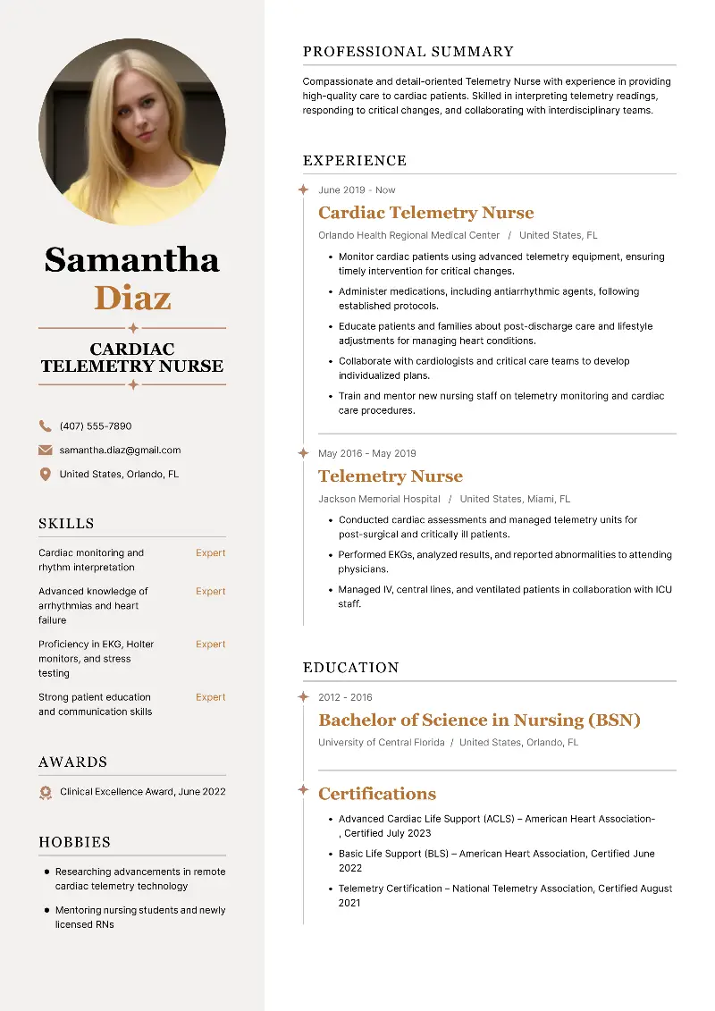 Telemetry Nurse Resume Examples and Writing Tips