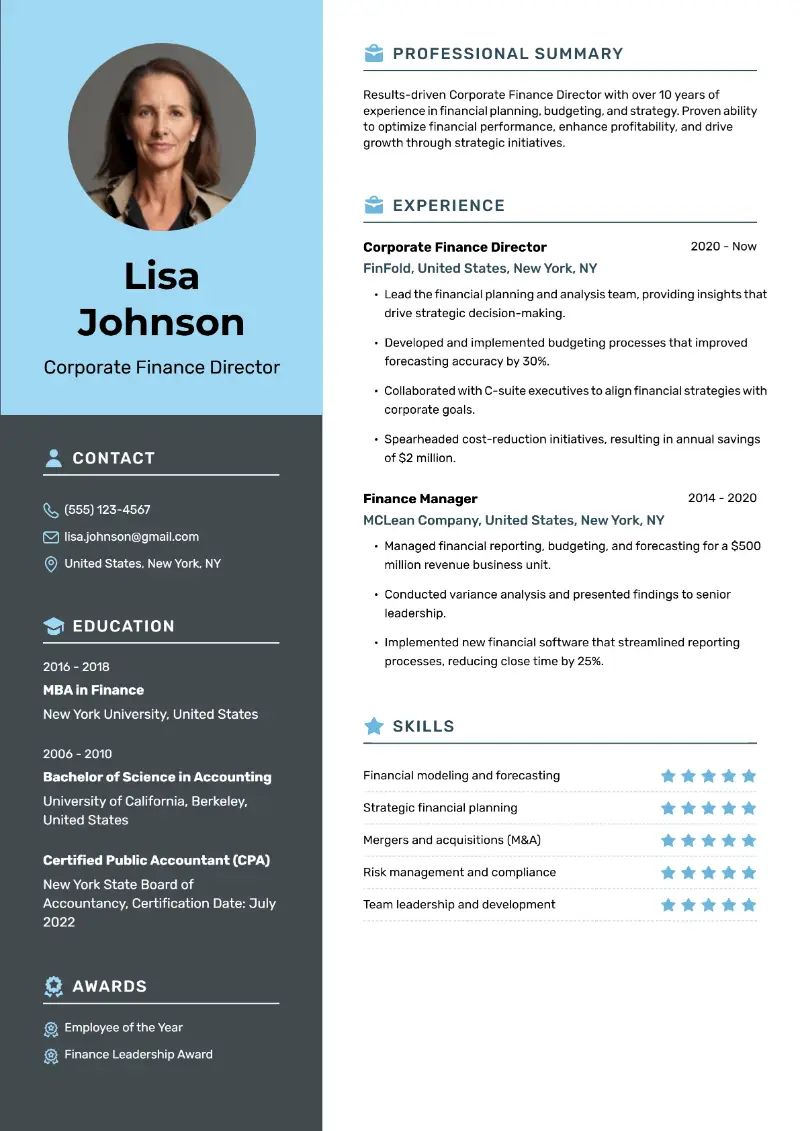 4 Professional Finance Director Resume Examples for 2025