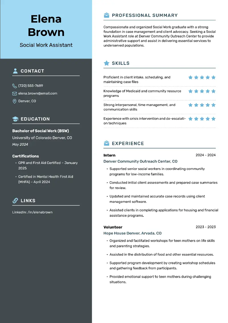 Entry-Level Social Work Resume Examples & Tips 2025