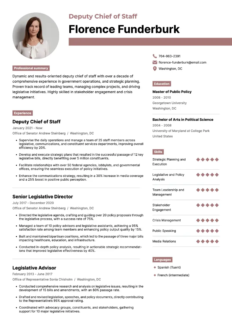 5 Chief of Staff Resume Examples and Templates for 2025