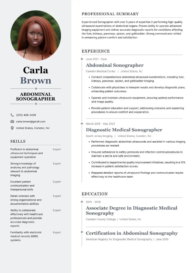 Sonographer Resume Examples and Templates for 2025