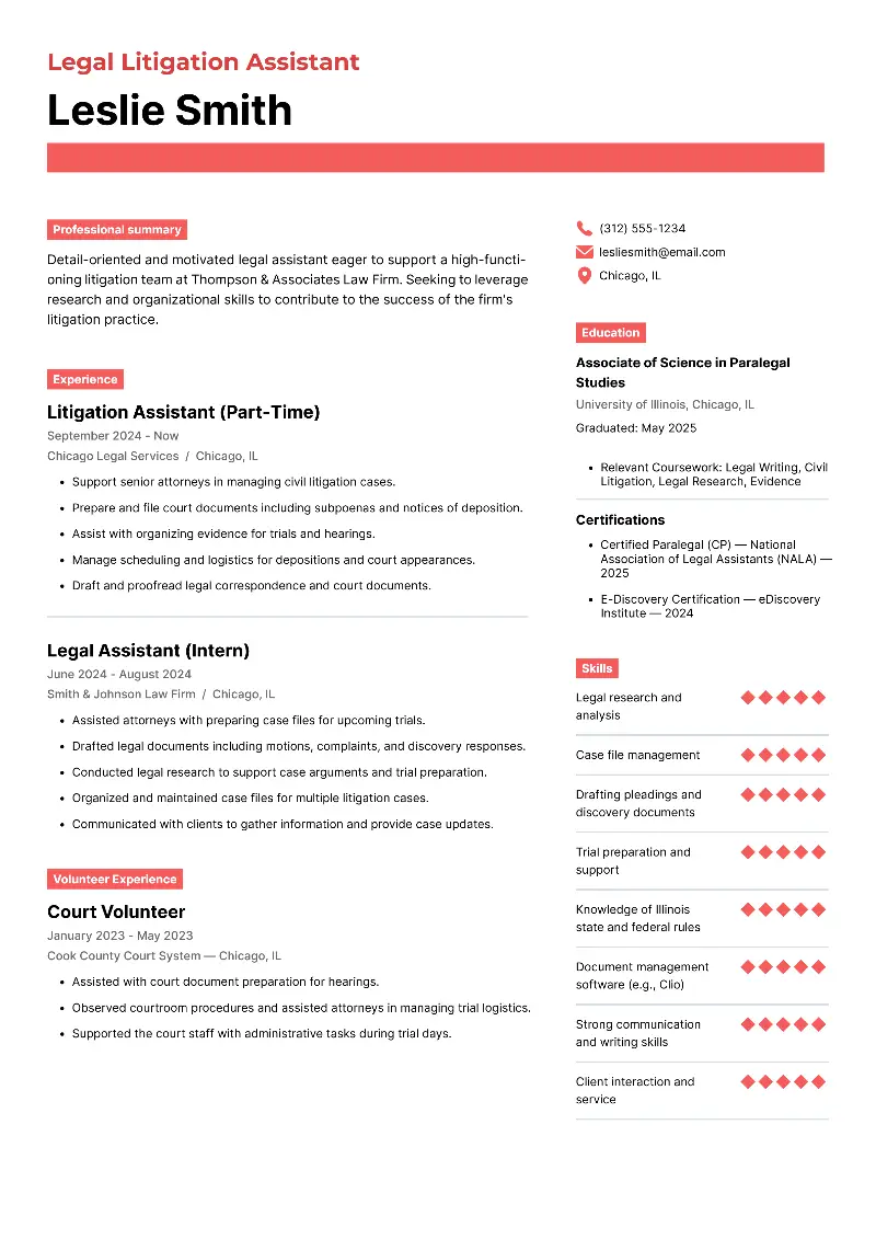 Entry-Level Legal Assistant Resume: Examples and Key Tips