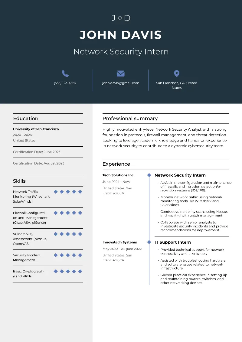 4 Entry-Level Cyber Security Resume Examples for 2025