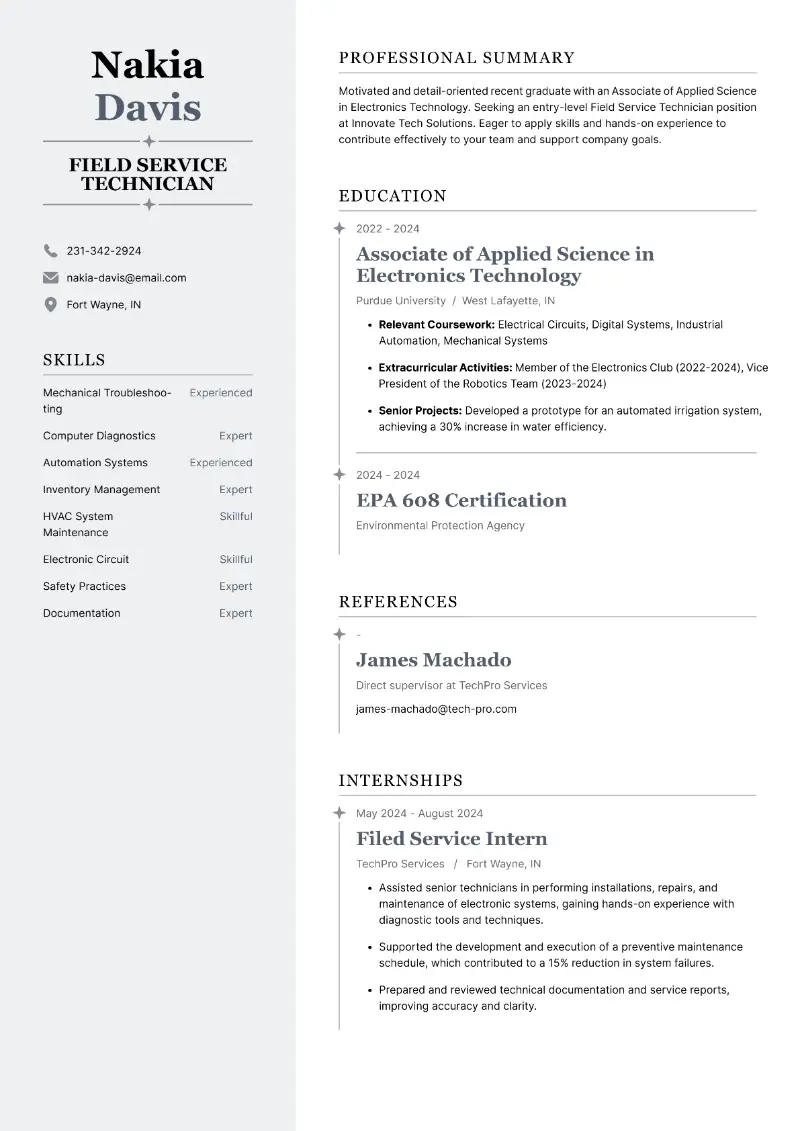 Field Service Technician Resume Examples and Guidelines