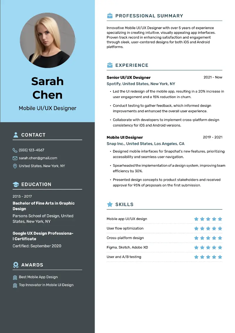 4 UI/UX Designer Resume Examples & Templates for 2025
