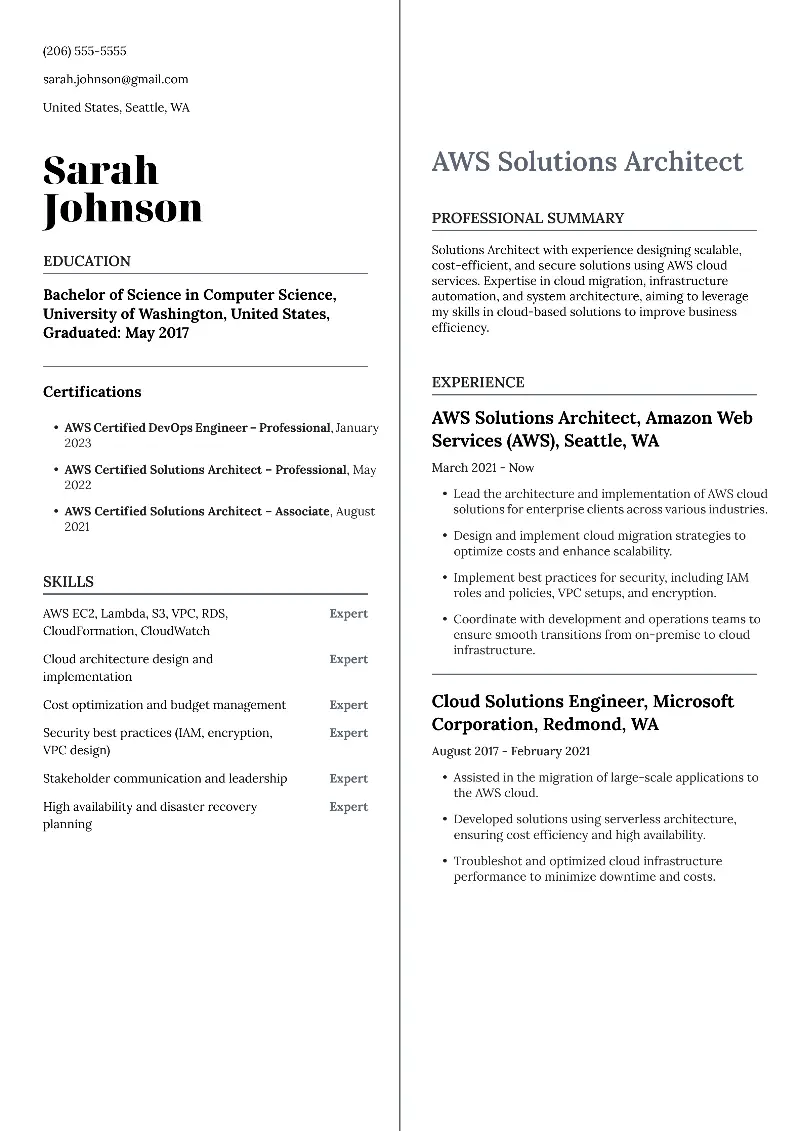 4 AWS Resume Examples and Templates for 2025