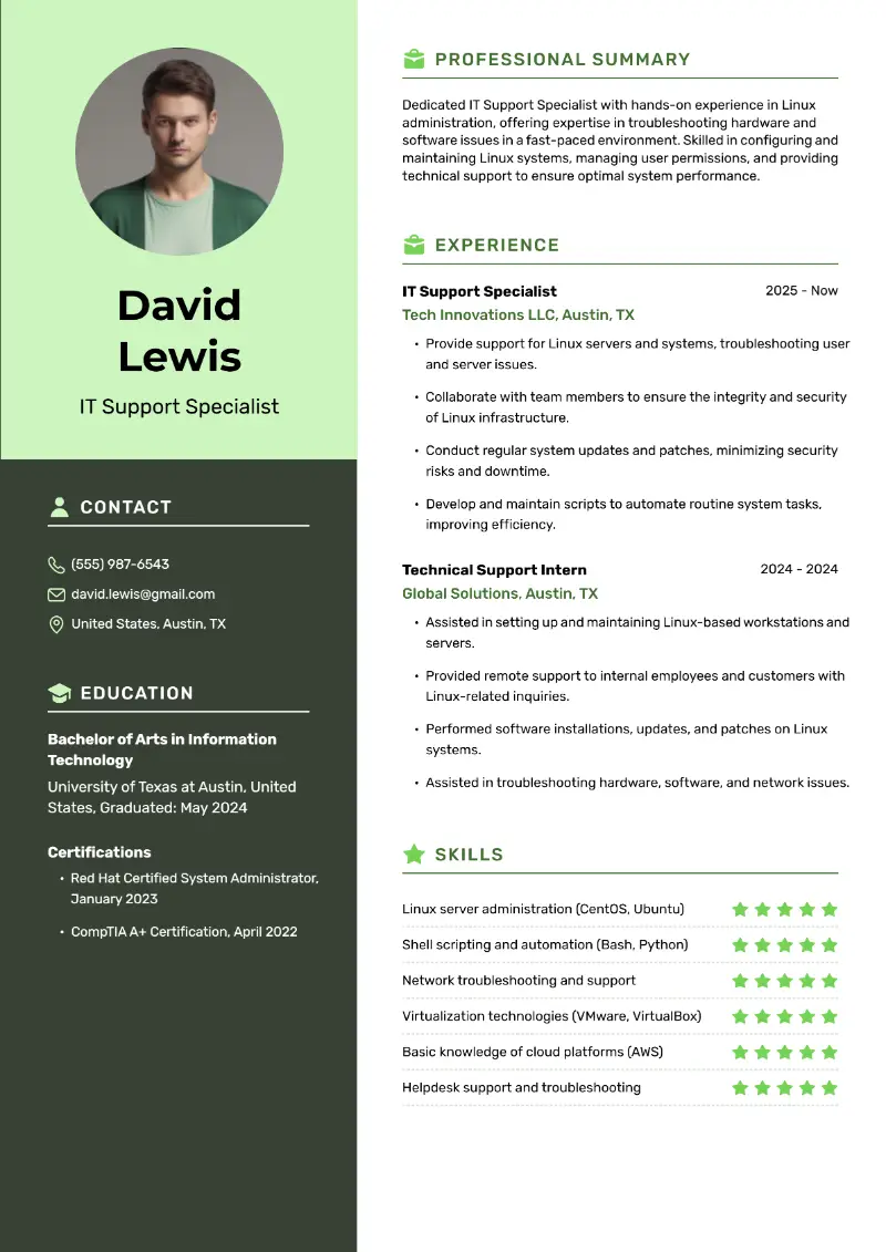 Entry-Level Linux Administrator Resume Examples for 2025