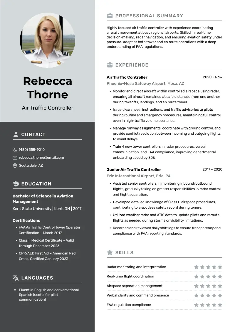 Traffic Controller Resume Examples and Writing Tips for 2025