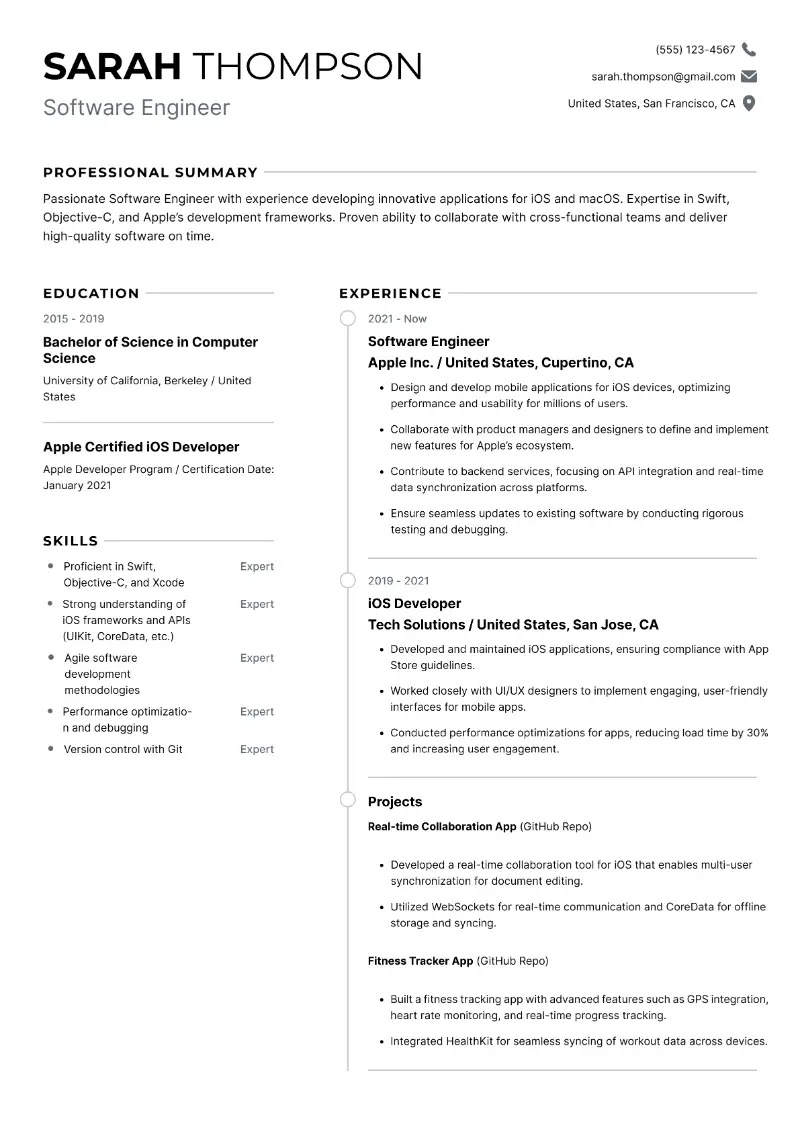 4 Apple Resume Examples, Templates & Guide for 2025