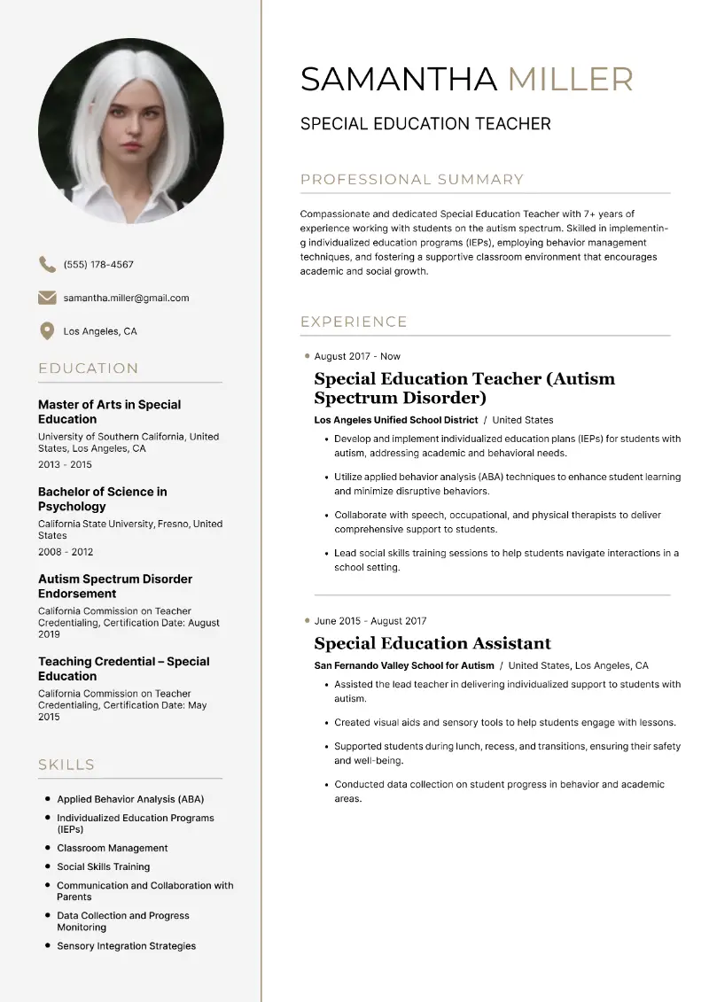 5 Special Education Teacher Resume Examples & Templates