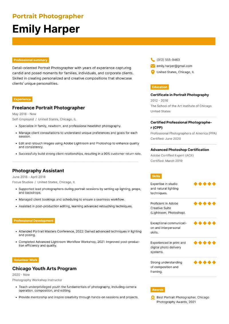4 Freelance Photographer Resume Examples for 2025