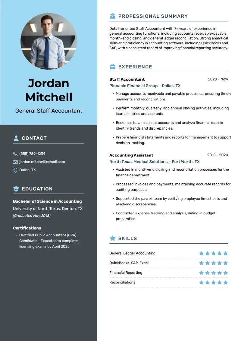 4 Staff Accountant Resume Examples + Writing Tips for 2025