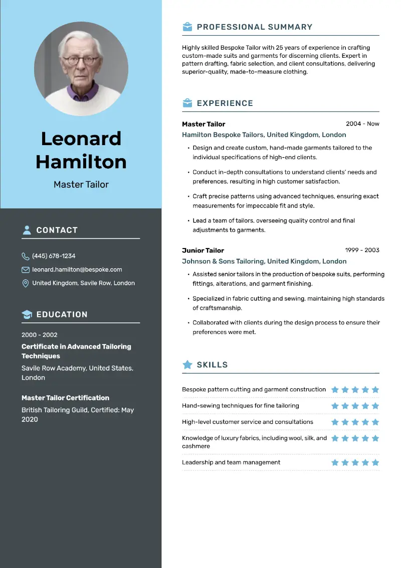 Tailor Resume Examples, Templates + Guide for 2025