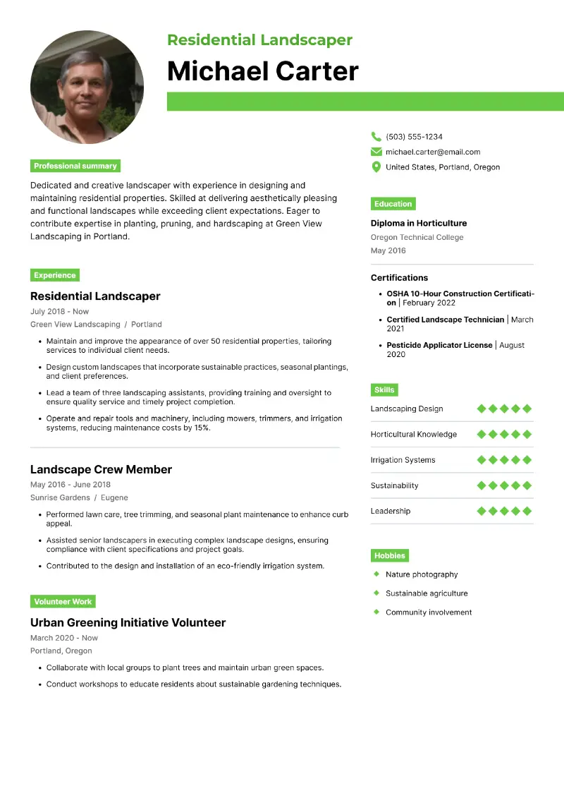 Landscaper Resume Examples And Writing Tips