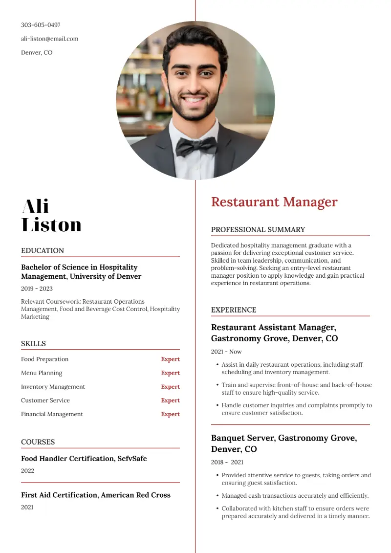 Restaurant Manager Resume Examples to Get Hired in 2025