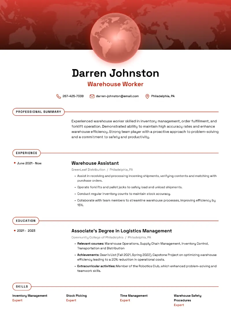 Warehouse Resume Examples and Writing Tips for 2025