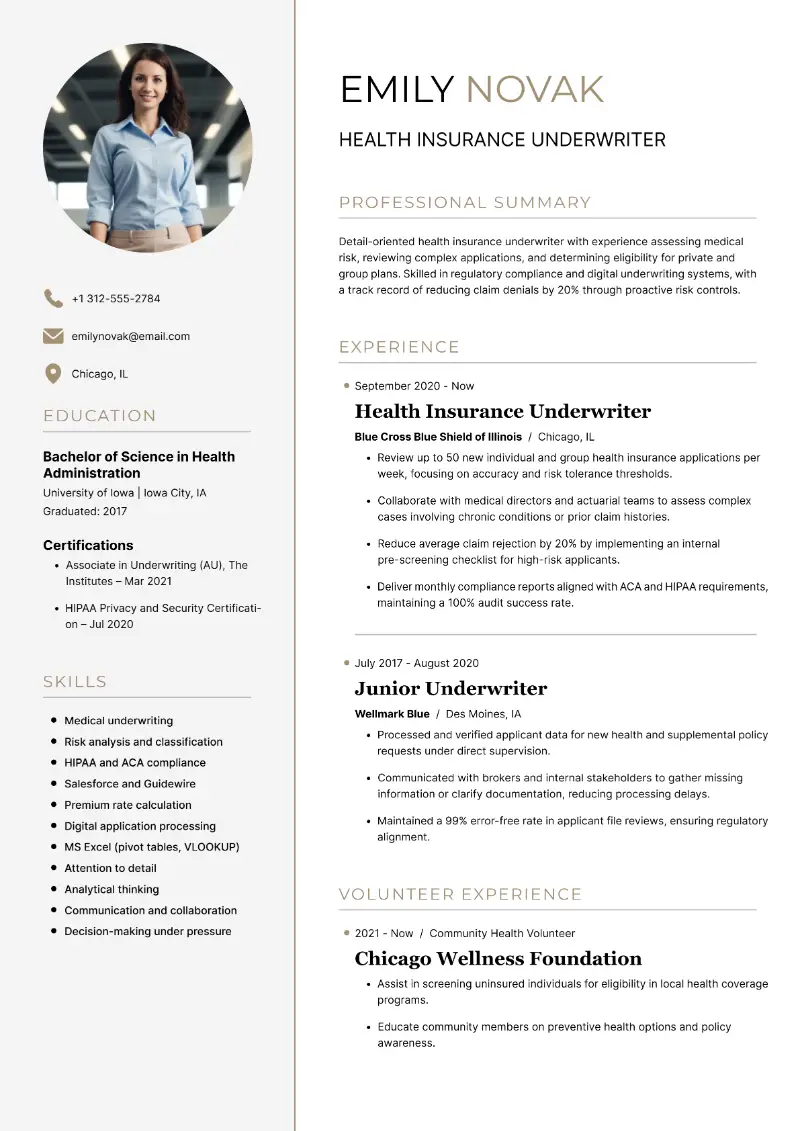 Insurance Resume Examples + Writing Tips for 2025