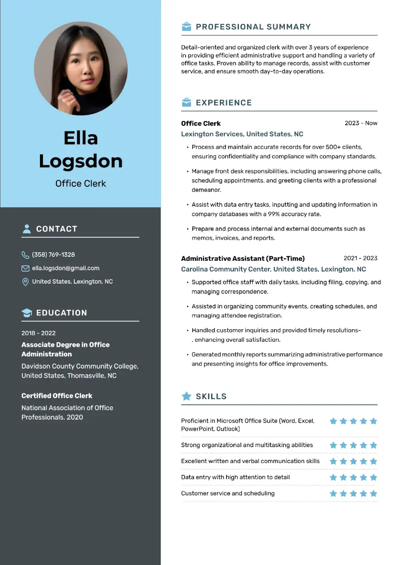 Clerk Resume Examples and Writing Tips for 2025