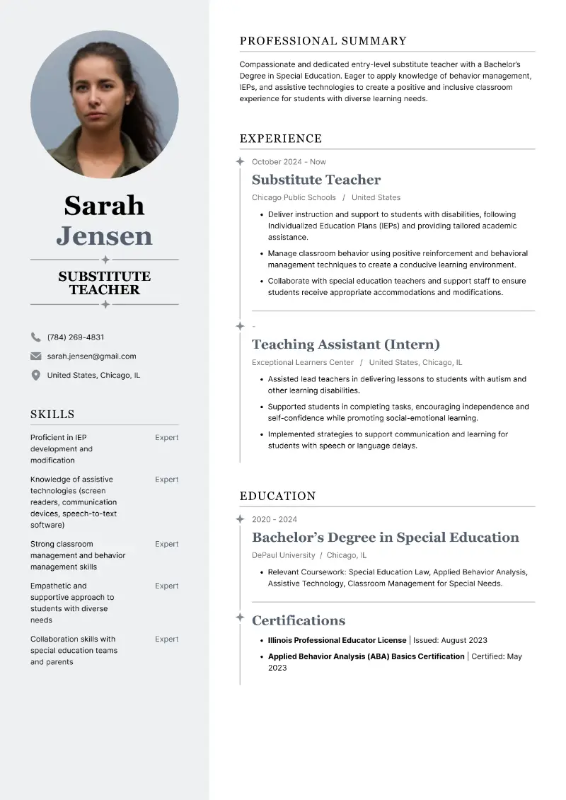 Top Entry-Level Teacher Resume Examples + Guide for 2025
