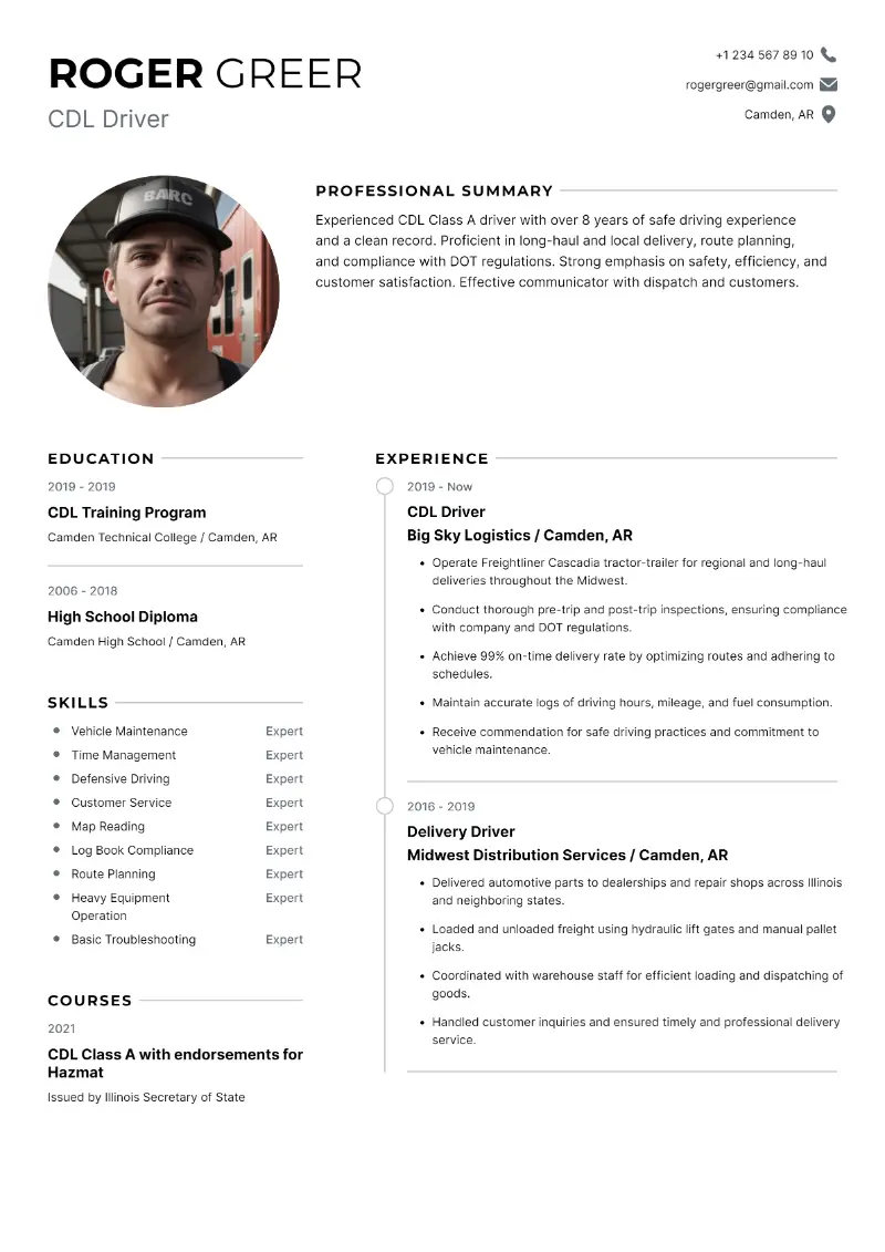 Truck Driver Resume Examples and Guide for 2025