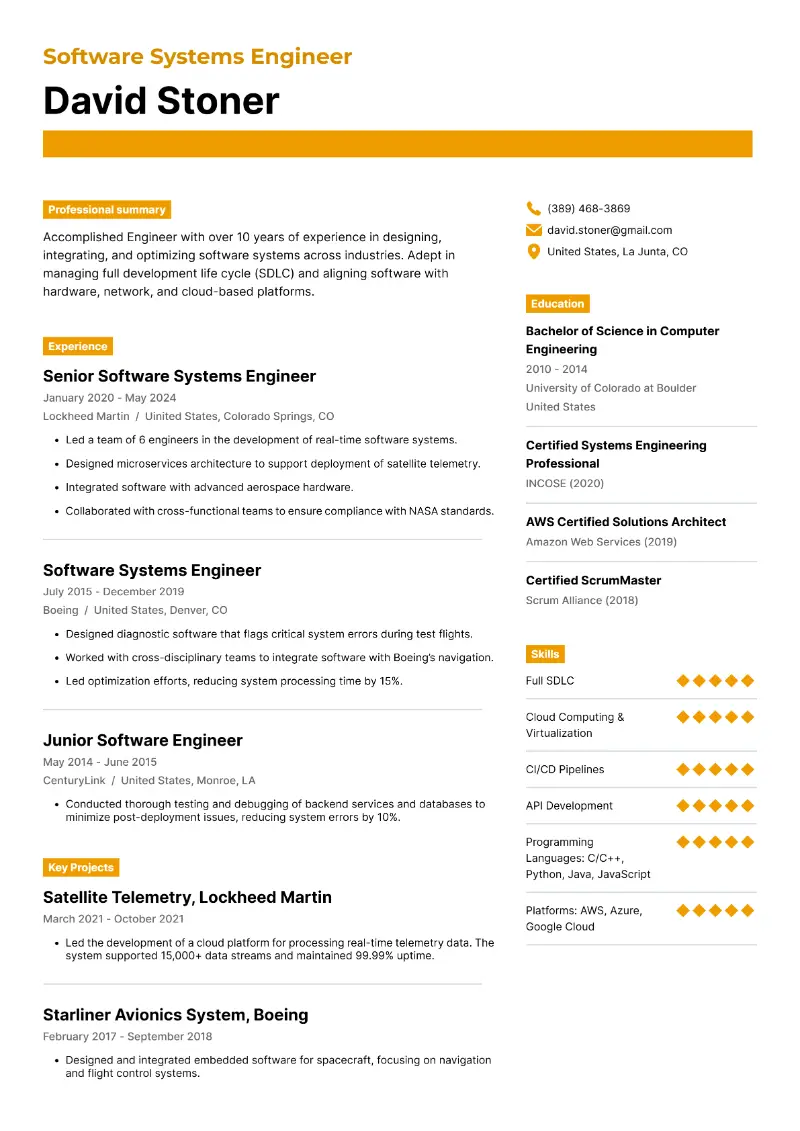Systems Engineer Resume Examples and Templates for 2025