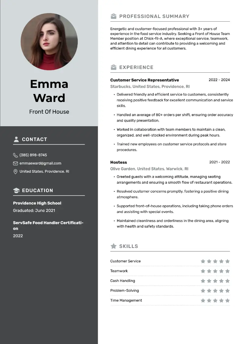Chick-fil-A Resume Examples and Templates for 2025
