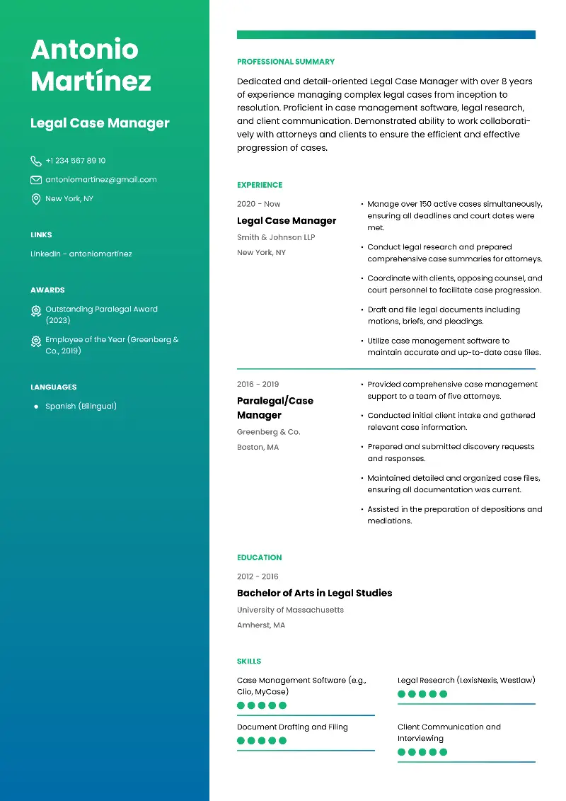 5 Best Case Manager Resume Examples for 2025