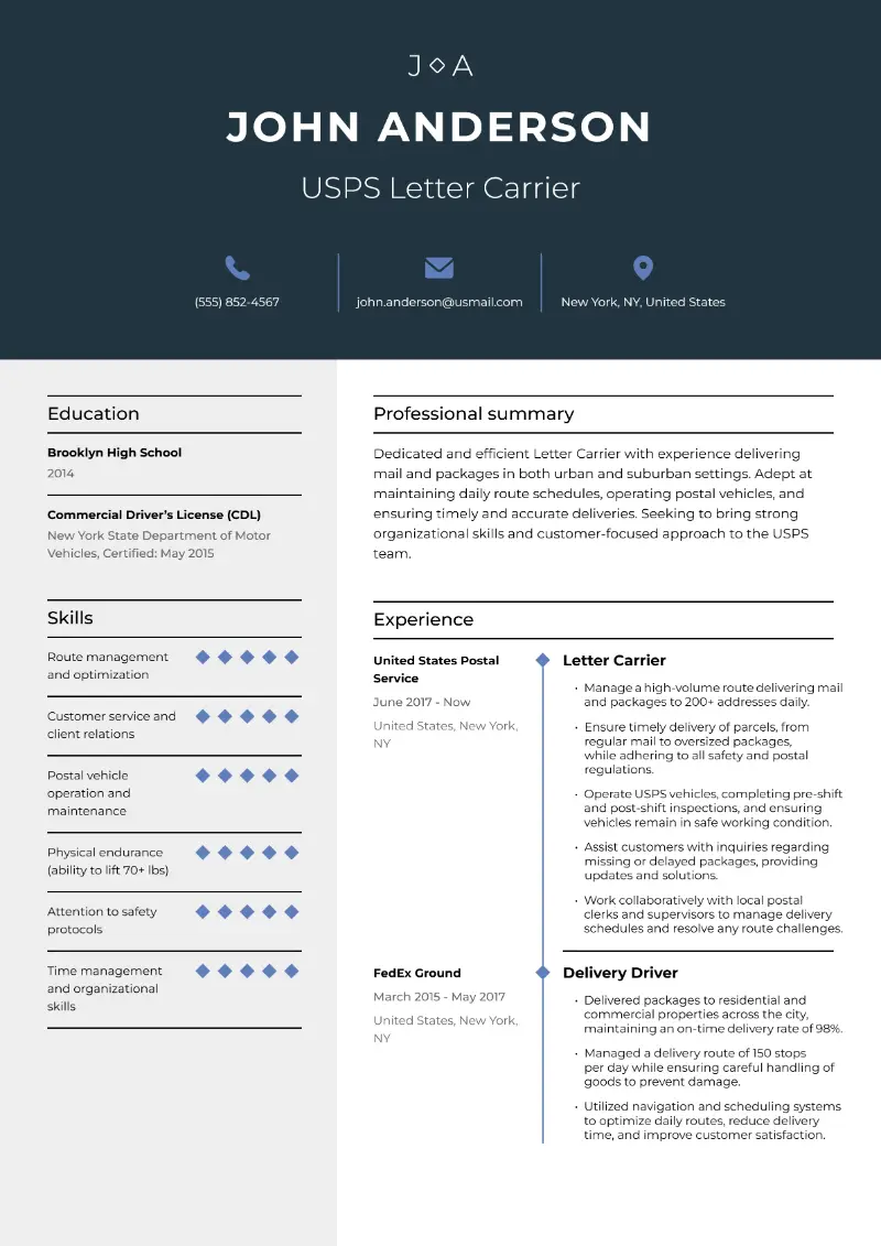 Rural Carrier Associate CV Examples and Writing Guide