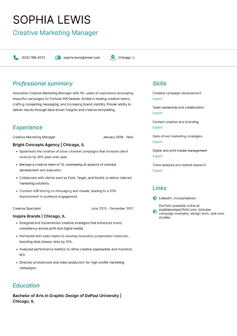 6 Marketing Manager Resume Examples and Guide for 2025