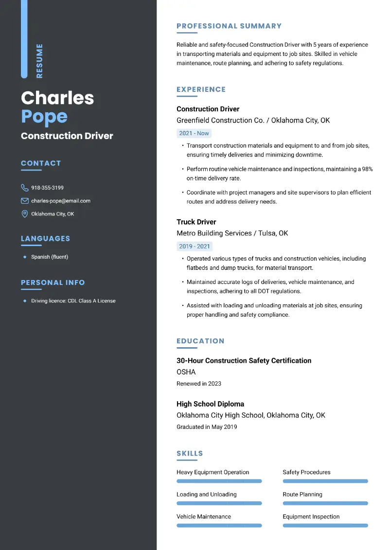 4 Construction Resume Examples and Writing Guide for 2025