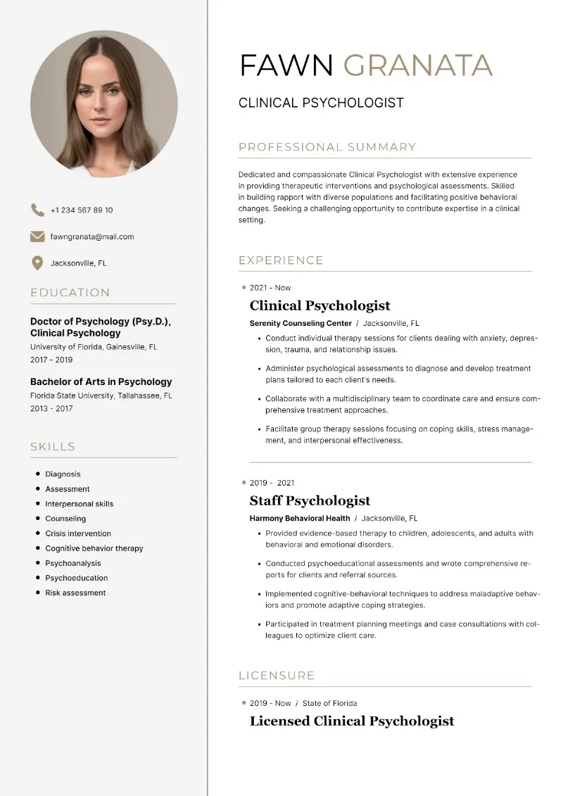 Psychologist Resume Examples and Templates for 2025