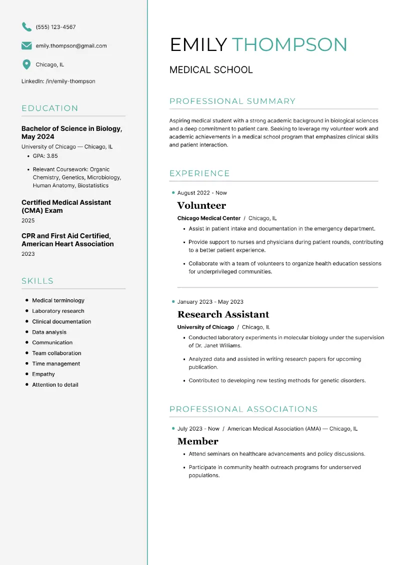 Standout Medical School Resume: Examples and Tips for 2025