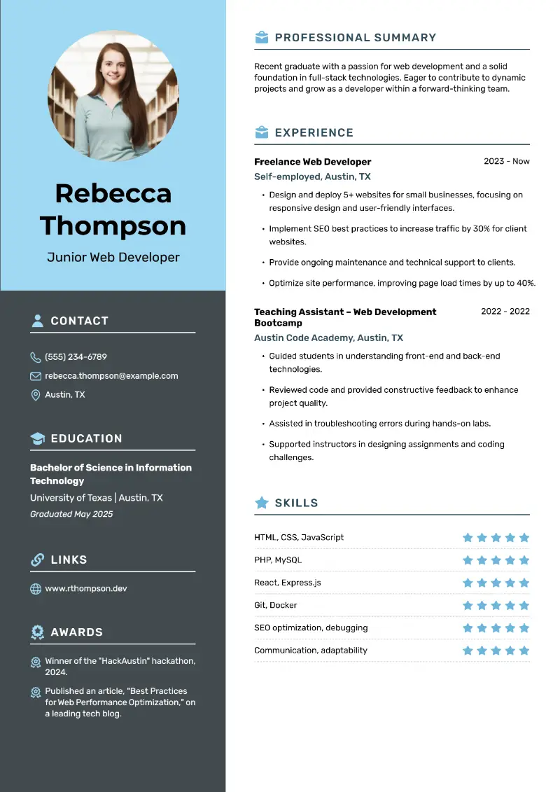 Junior Web Developer Resume Examples to Land Your First Job