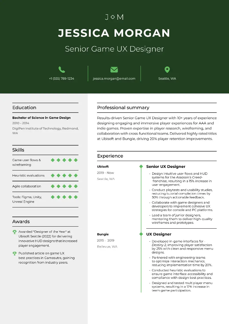 Senior UX Designer Resume Examples and Skills for 2025