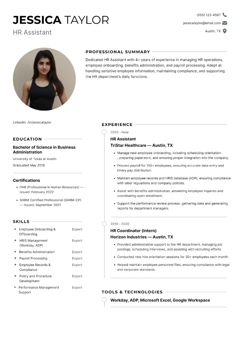 4 HR Assistant Resume Examples and Tips for 2025