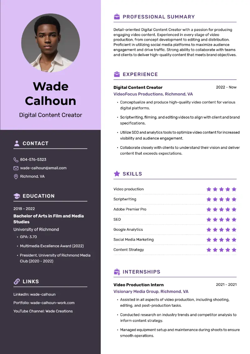 Content Creator Resume Examples & Full Writing Guide