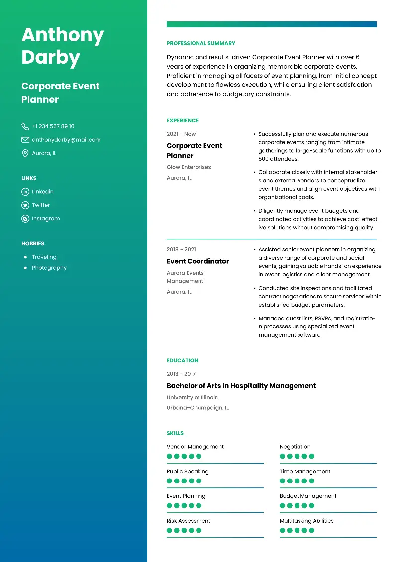 5 Event Planner Resume Examples & Templates for 2025