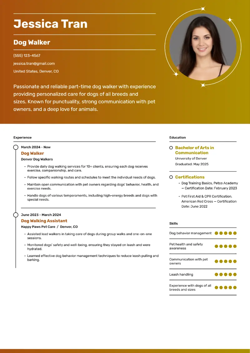 Dog Walker Resume Examples and Templates for 2025