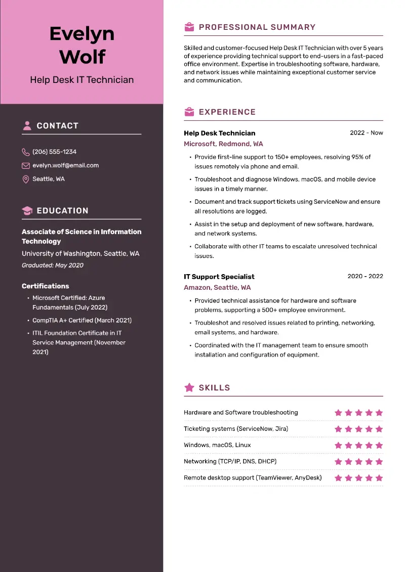 IT Technician Resume: Examples and Tips for 2025
