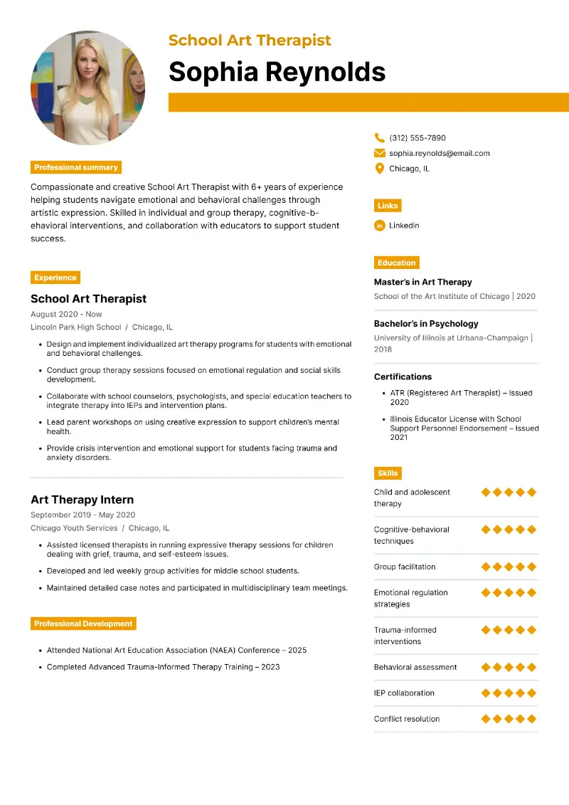 Art Therapist Resume Examples & Tips to Get Hired in 2025