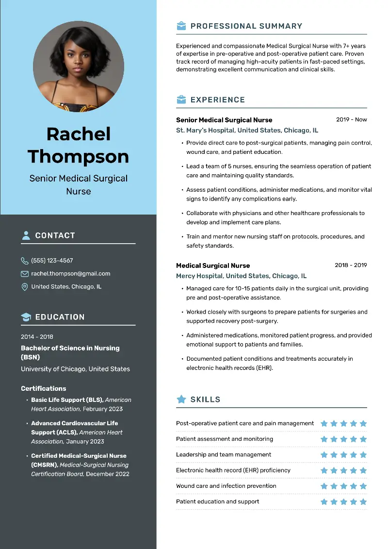 3 Medical Surgical Nurse Resume Examples and Templates 