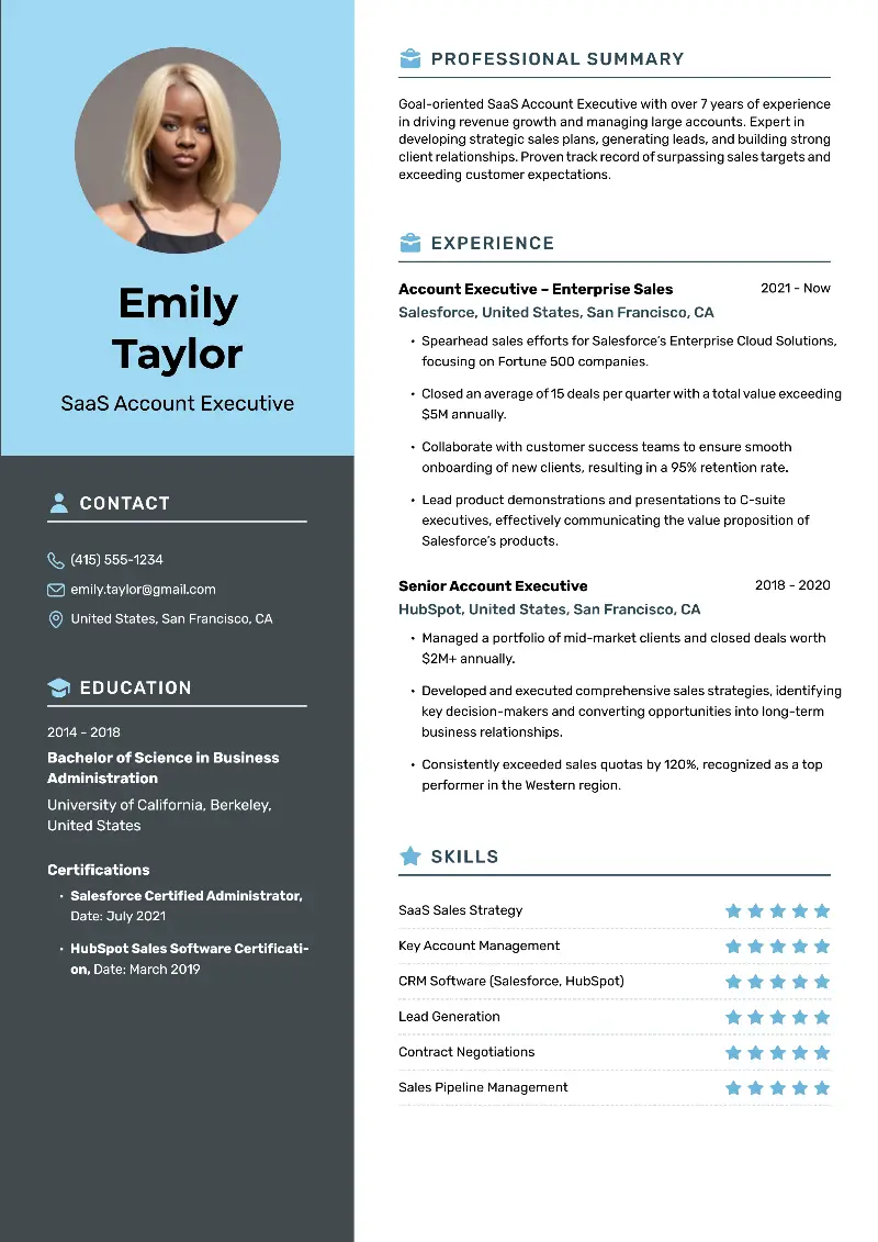 SaaS Sales Resume Examples to Get You Hired in 2025