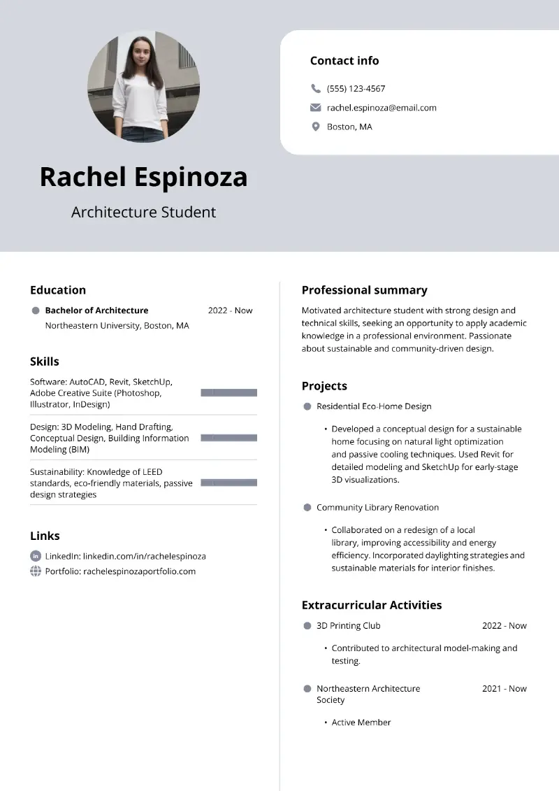 Architecture Student Resume Examples and Tips for 2025
