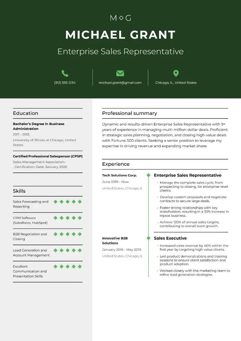 B2B Sales Resume Examples, Templates and Guide for 2025