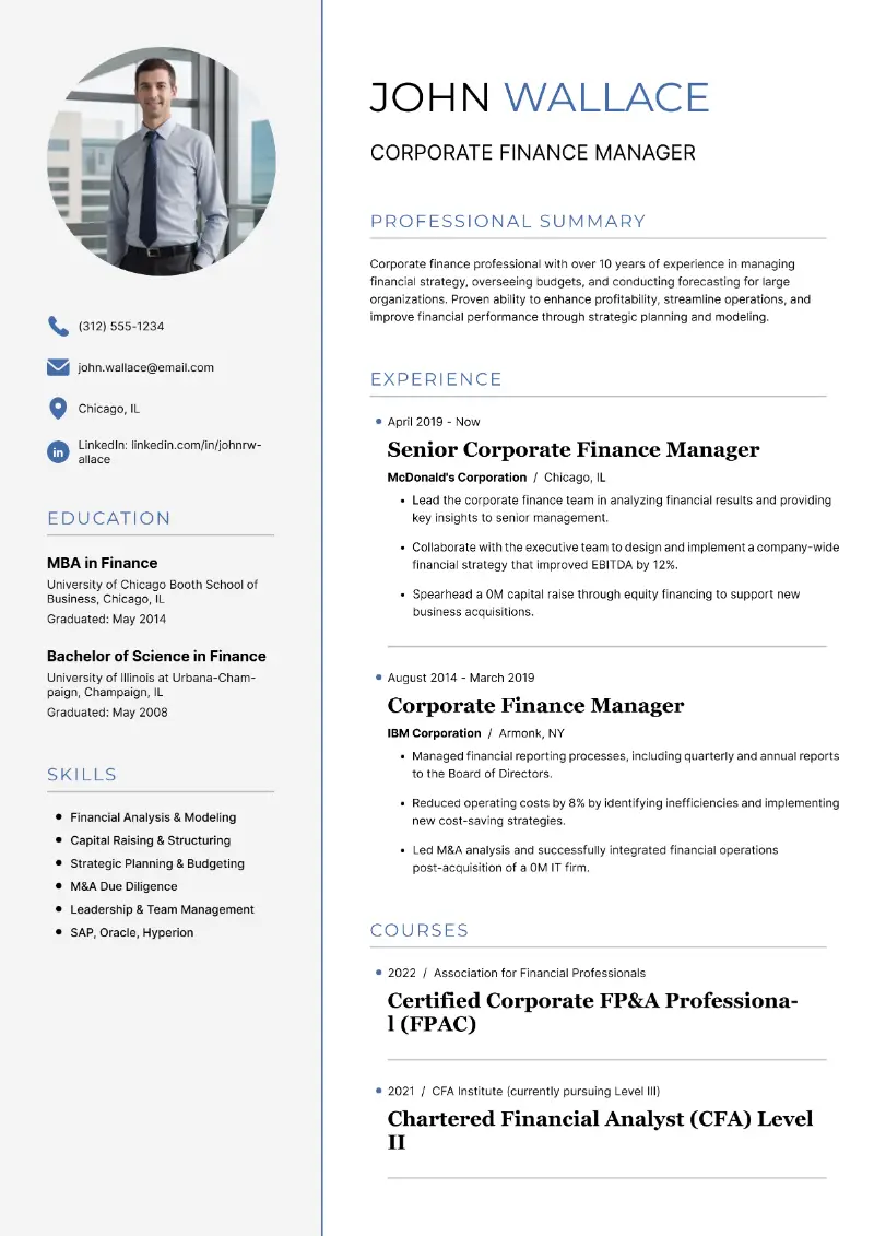 Finance Manager Resume Examples and Tips for 2025